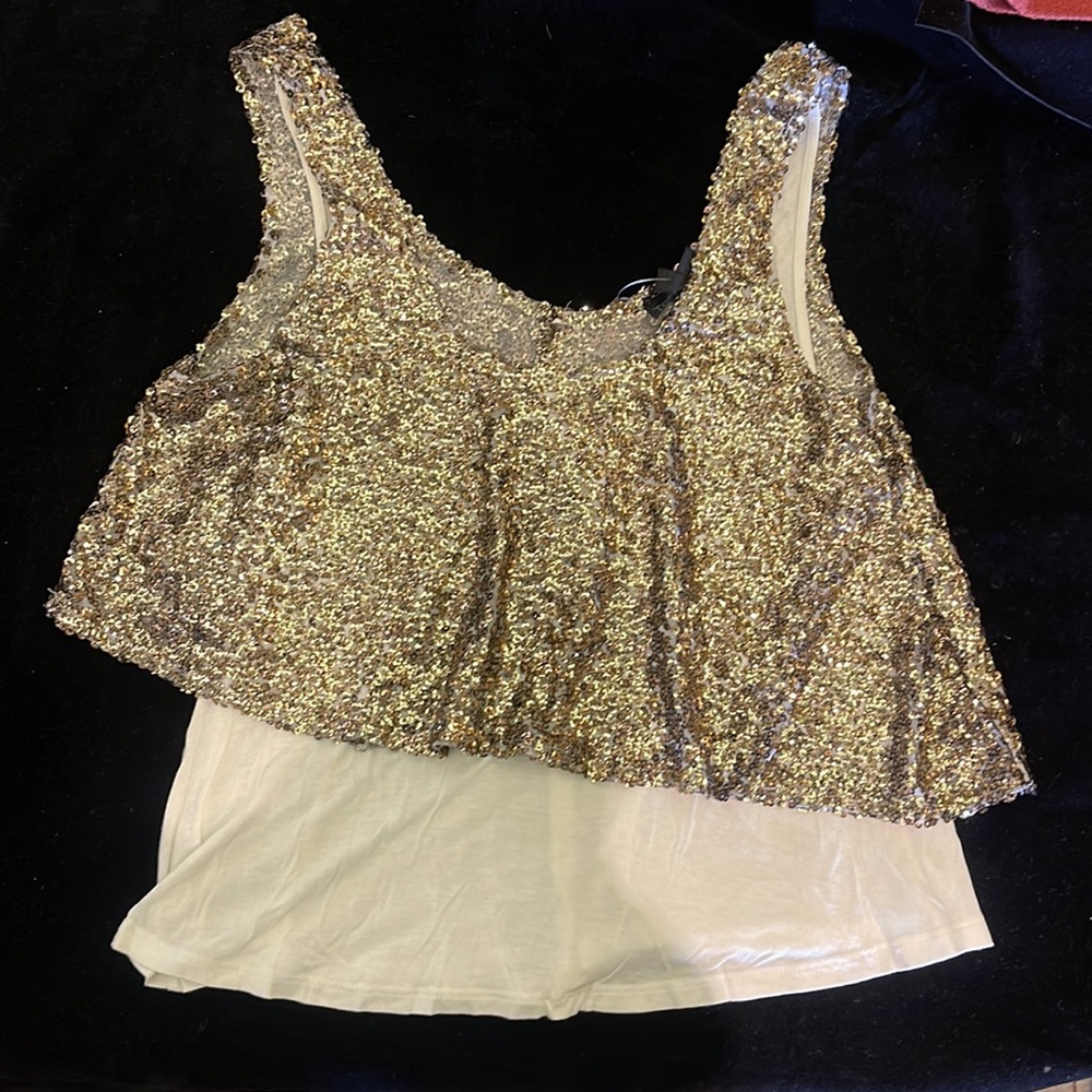 Topshop Sequin x White Tank Combo